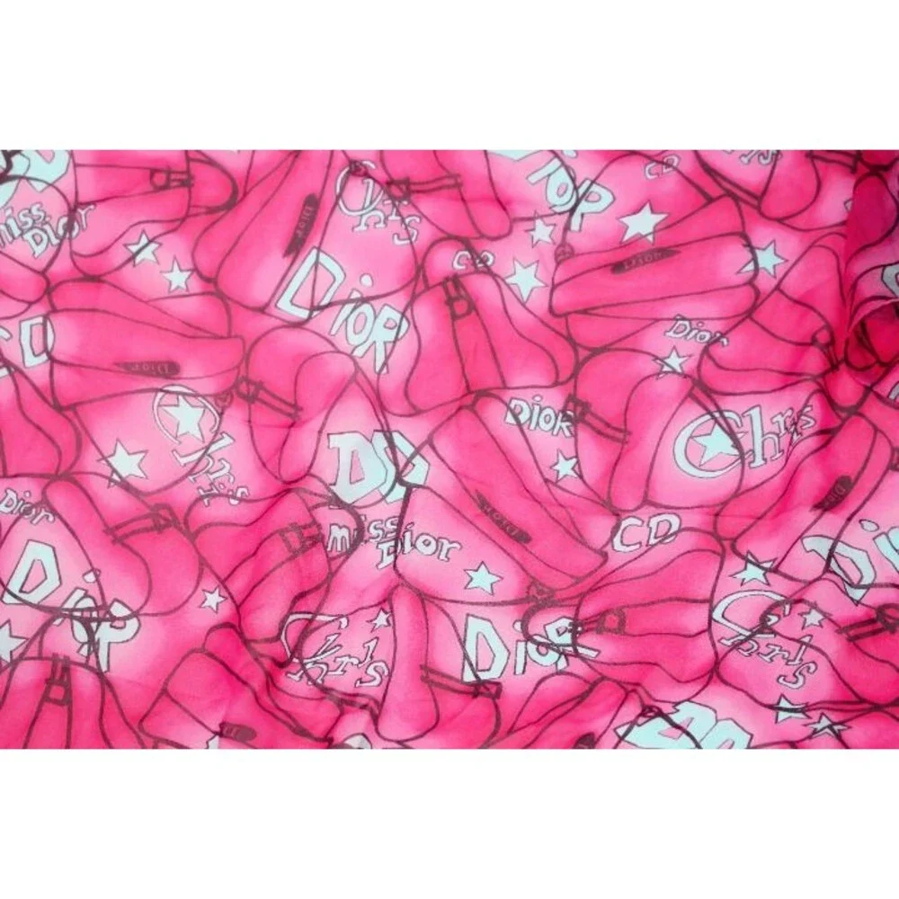 XRARE VTG Pink&Turqse Miss Dior Scarf by John Galliano Design-Classic Brandings!